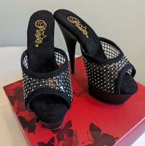 Pleaser Black Rhinestone Women's Heels